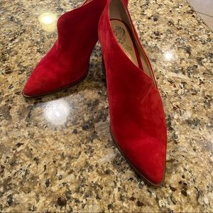 Vince Camuto booties. Red suede. Worn twice. EUC